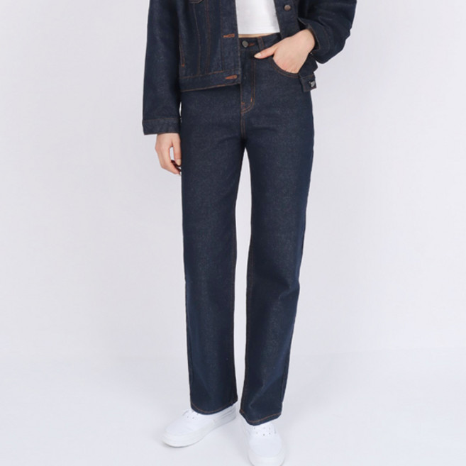 완소일자핏 하이웨스트 엔진 생지 데님 팬츠