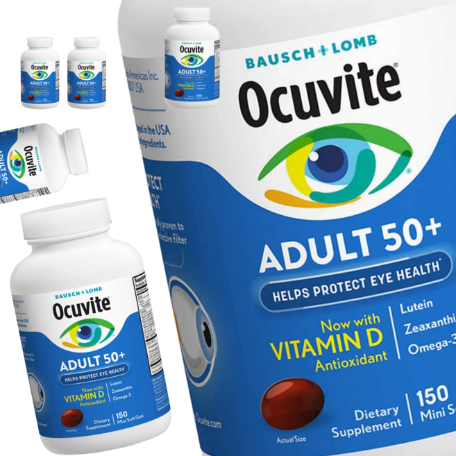 바슈롬 오큐바이트 어덜트 50+ 성인 50플러스 소프트젤 (Ocuvite Adult 50+ Soft Gels), 6개, 150정