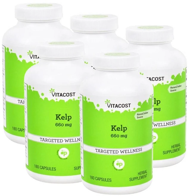 비타코스트 켈프 요오드 660mg 캡슐 Vitacost Iodine Source Kelp, 5개, 180정 - 쿠팡