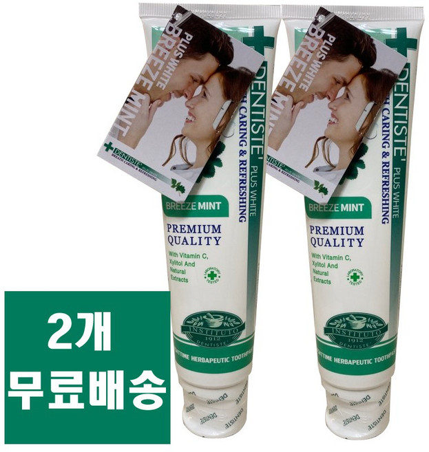 덴티스테 플러스화이트 브리즈민트 치약, 160g, 2개