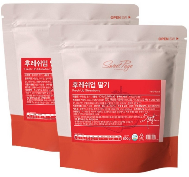 스위트페이지 파우더 (후레쉬업 딸기), 4개, 2개입, 800g