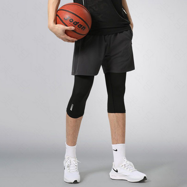 꽃소담 남자 7부 투인원 레깅스반바지 농구 축구 런닝 헬스바지 MQ66