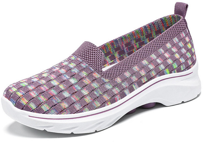 중년 여성 가볍고 편안한 니트 망사 스판 원터치 운동화 할머니 운동화+XJY6/16