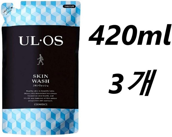 일본 우르오스(UROS) 바디 워시&스킨 워시 올인원 클렌저 리필, 420ml, 3개