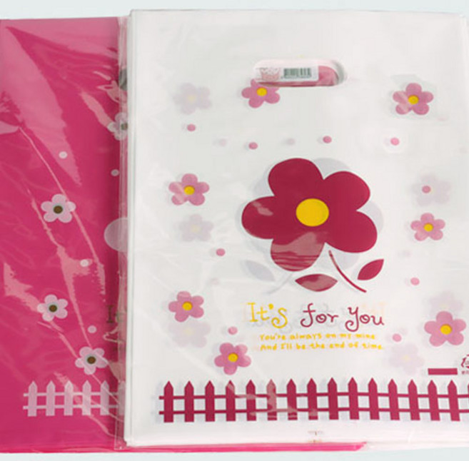 노크원 쇼핑백, 100매입, 03고급비닐꽃쇼핑백_1호 흰색(15x22)