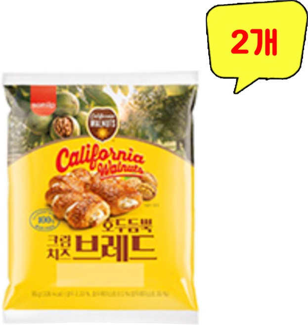 삼립)호두듬뿍크림치즈브레드, 2개, 100g