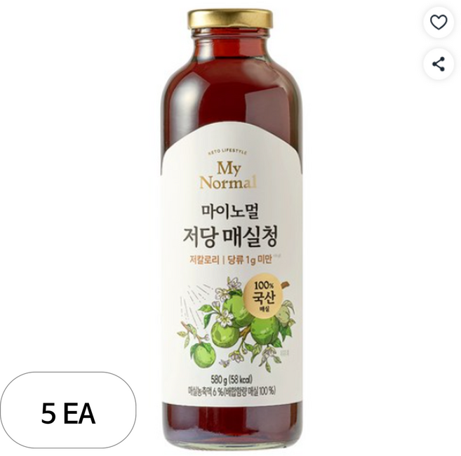 마이노멀 100% 국산 매실 저당 매실청, 5개, 580g