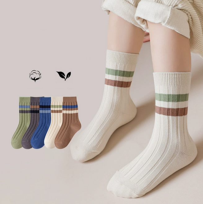 다온15 남녀공용 아동학생쥬니어 탄탄고급두줄골지 발목양말 5켤레세트