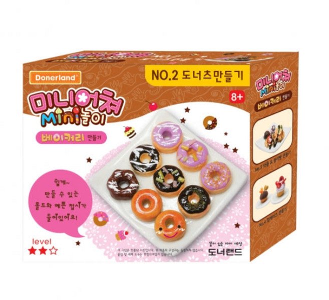 도너랜드 미니어쳐 베이커리만들기 / No.2 도너츠 만들기 / 천사수지점토 천사점토 미니놀이 칼라점토 클레이만들기세트 클레이세트 클레이점토 미니어쳐만들기, 혼합색상, 26g, 3개