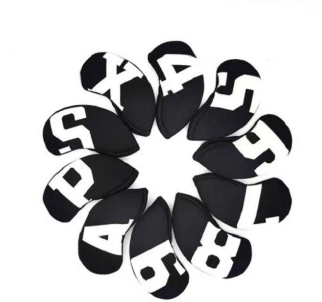 케이디코 아이언커버 세트 골프 네오프렌 10p, 3. 블랙/화이트