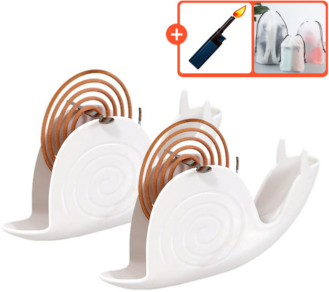 딥포유 감성 모기향 거치대 달팽이 향 홀더, 화이트, 2p