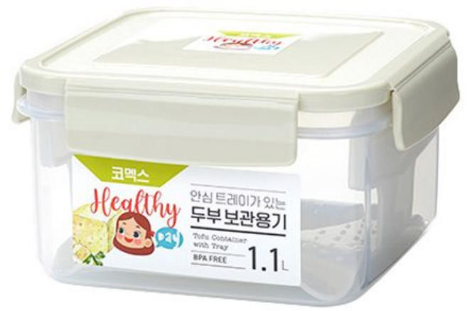 코멕스 안심 트레이가 있는 두부 보관용기, 1개, 단품