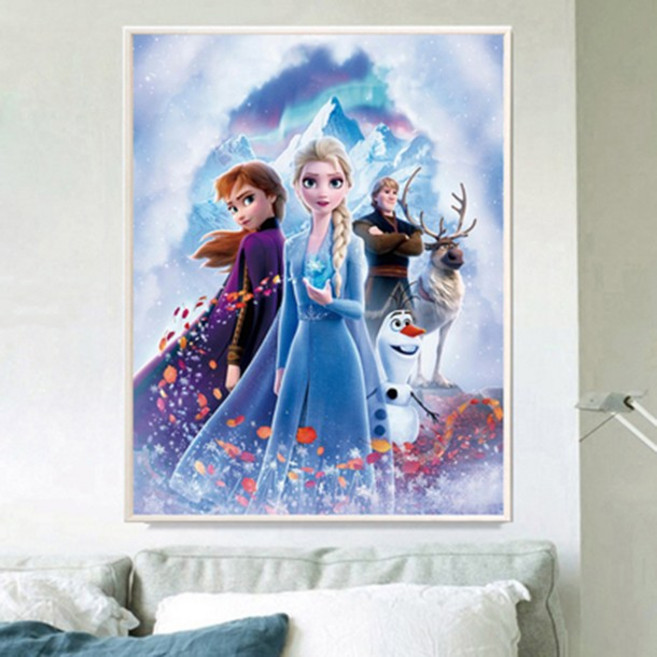 푸아이 3D 보석십자수 겨울왕국 40x50 DIY 집들이 선물 인테리어 소품(사이즈 4종)+행운십자수(30x30)MJ312, 1세트