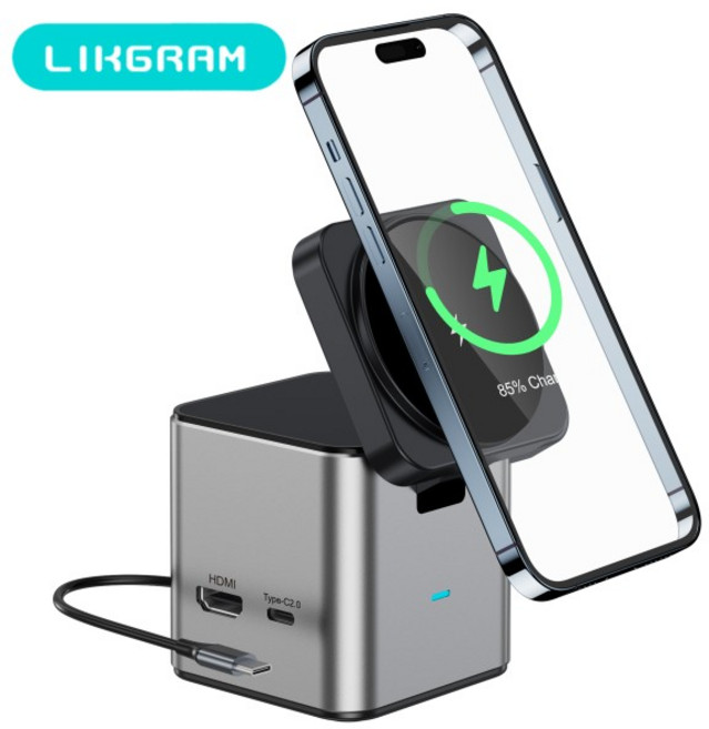 MagSafe 노트북 도킹 스테이션 7 in 1 USB C 허브 멀티포트 어댑터 (4K HDMI USB 3.0 SD/TF 카드 리더 포