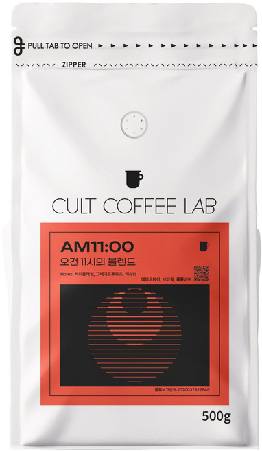 컬트커피랩 산미있는 꽃향기 과일향 오전 11시 블렌드 커피원두, 500g, 1개, 홀빈(분쇄안함)
