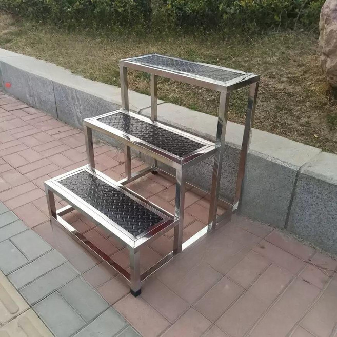 계단식발판 알루미늄 스테인레스 계단식 우마 3층 발판 산업용 창고 디딤대, 스테인리스 3단 63x69x60, 1개, 4. 3단 블랙 63x69x60