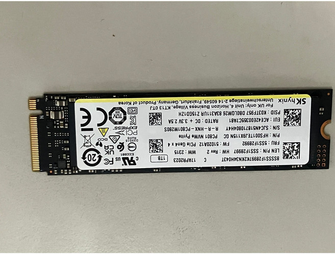 SK Hynix PC801 NVMe 1TB PCIe Gen4 固態硬碟 HFS001TE9X101N