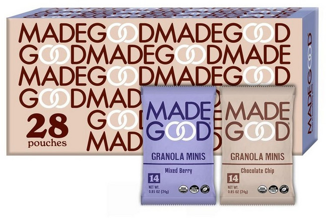 메이드굿 미니 그래놀라 초코칩+믹스 베리 24g 28개입 (미국배송) Made Good Organic Granola Minis, 1개
