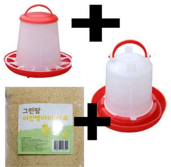 병아리사료 병아리모이통 병아리사료통 닙플 물통, 모이통1.5k+물통1리터+병아리사료2k, 1개