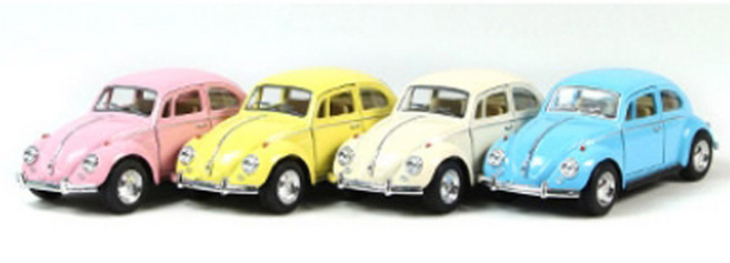 1967 폭스바겐 클래시컬 비틀 파스텔컬러 미니카 1대32 스케일 (핑크 스카이블루 레몬), 아이보리, 1개