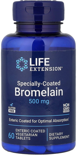 라이프익스텐션 브로멜라인 500mg 장용 코팅 정제 60정, 1개, LEX12036