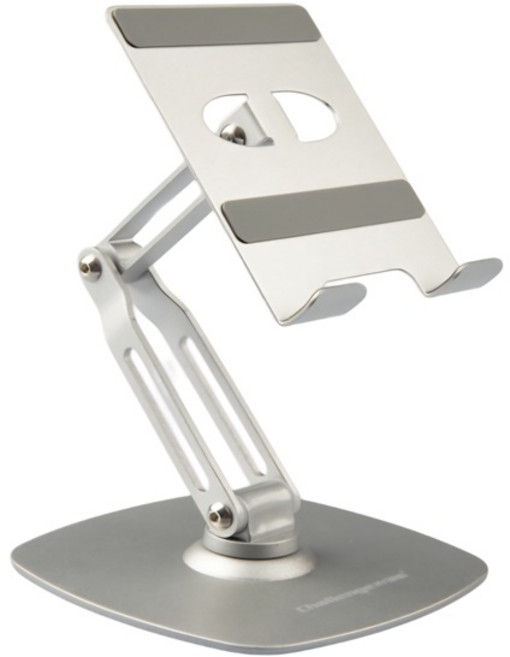 챌린지하이브리드 360도 회전 메탈 접이식 휴대용 태블릿 휴대폰 거치대, 1개, 실버, M-27