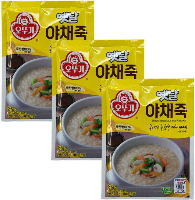 오뚜기 야채죽, 3개, 85g