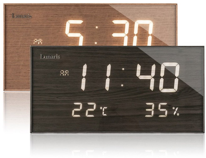 루나리스 FM수신 LED 디지털 전자벽시계 전파벽시계, 월넛브라운(3m연장케이블추가)