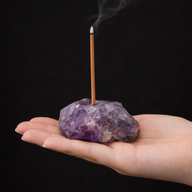 천연 원석 인테리어 요가 명상 스톤 인센스 스틱 홀더 P131, 2)자수정