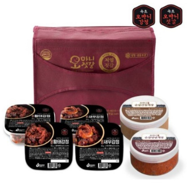 속초 오마니젓갈 혼합세트(순살간장게장1 순살양념게장1 황태강정2 새우강정2), 1개