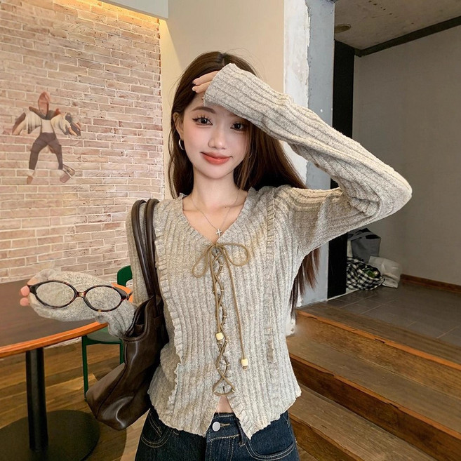 스타일닥터 여성 이른봄 빈티지스트랩 상의 날씬해 보이기 패션 긴팔 상의