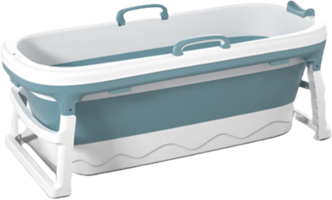 반신욕조 접이식 휴대용 1인 간이 가정용 사우나, 01. 접이식욕조 중형 덮개미포함-블루