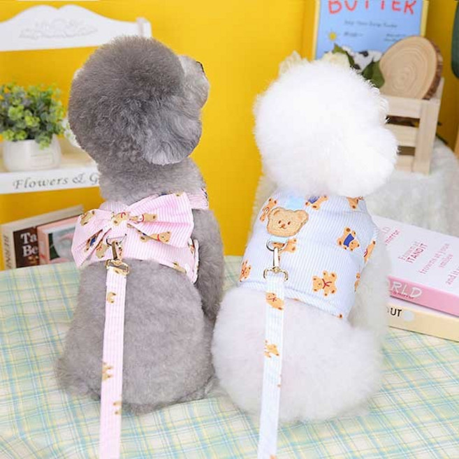 강아지 산책 하네스옷 통기성 메쉬 똑딱이 단추 강아지옷 리드줄포함, 블루(PET21), 1개