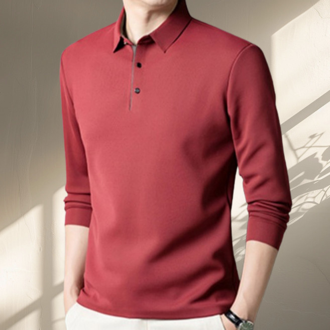 코엑티 겨울 따뜻하고 도툼한 기모 단추 카라 긴팔티