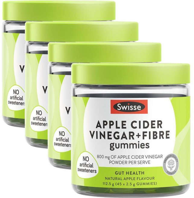 스위스 애플 사이다 비니거 앤 파이버 구미 젤리 사과맛 Swisse Apple Cider Vinegar Fibre, 4개, 45정
