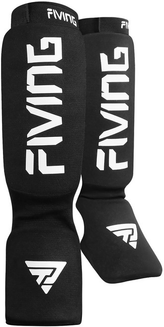 FIVING 킥복싱 정강이 보호대 mma 격투기 태권도 종아리 보호기, 1세트, 블랙+화이트
