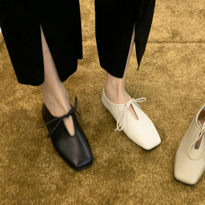 리본 트임 플랫 슈즈 단화 옥스포드화