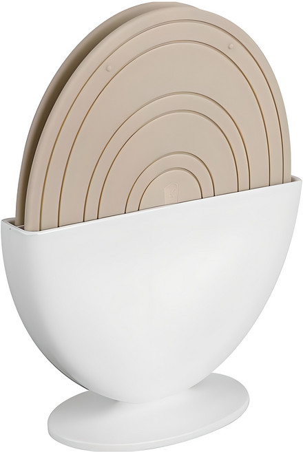 샐마 실리콘 에그 냄비받침 2p + 거치대 세트, 버터크림, 1세트