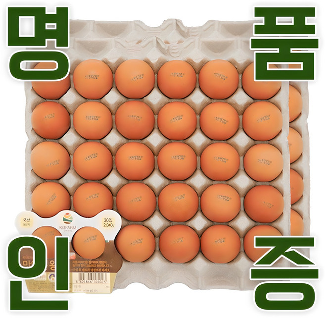 KB farm 계란 명품인증 달걀 무항생제 달걀 왕란 30구, 2개
