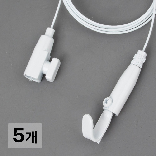 [철물인] 액자걸이 기본거북이 소 3kg용 화이트 - 간편레일 벽용, 5개, 와이어1미터-화이트