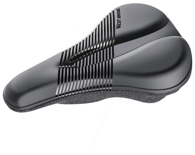 SAIVEINA 스포츠 자전거 PU 방수 메모리폼 미끄럼 방지 실리콘 부드러운 쿠션안장커버, 블랙, 1개