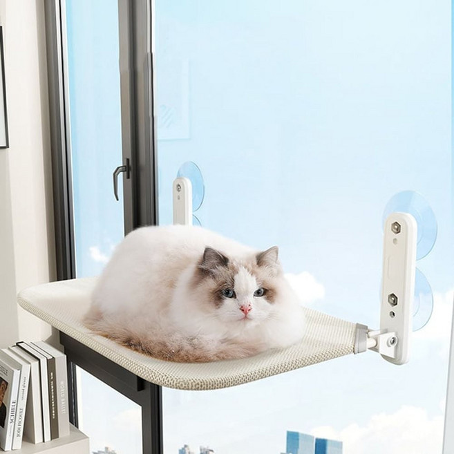 접이식 고양이 창문 해먹 흡착식 고양이 창문 침대 창가 이동 고양이, 본품/베이지-중형