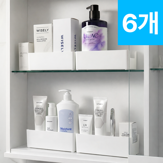 리빙코코 국내생산 욕실 다용도 정리함, 6개, 화이트