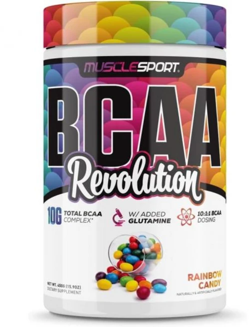 머슬스포츠 BCAA 레볼루션 남성 여성용 아미노산 파우더 운동 내 훈련 복합체 (스트로베리 레모네이드 30인분), Rainbow Candy, 30 Servings (Pack of 1), 1개, 450g - 쿠팡