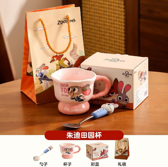 주토피아 세라믹 머그컵 선물세트 주디 닉 캐릭터 찻잔, 주디 350ml+스푼+쇼핑백