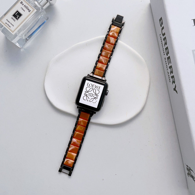 포유 애플워치 슬림 마블 세라믹 스트랩 줄질 밴드, 애플워치 슬림 마블 세라믹 스트랩(38공용), 마블브라운블랙