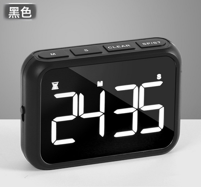 可充電大屏LED液晶電子定時提醒鬧鐘廚房烘焙倒計時器FY501計時器, 黑色501:一個