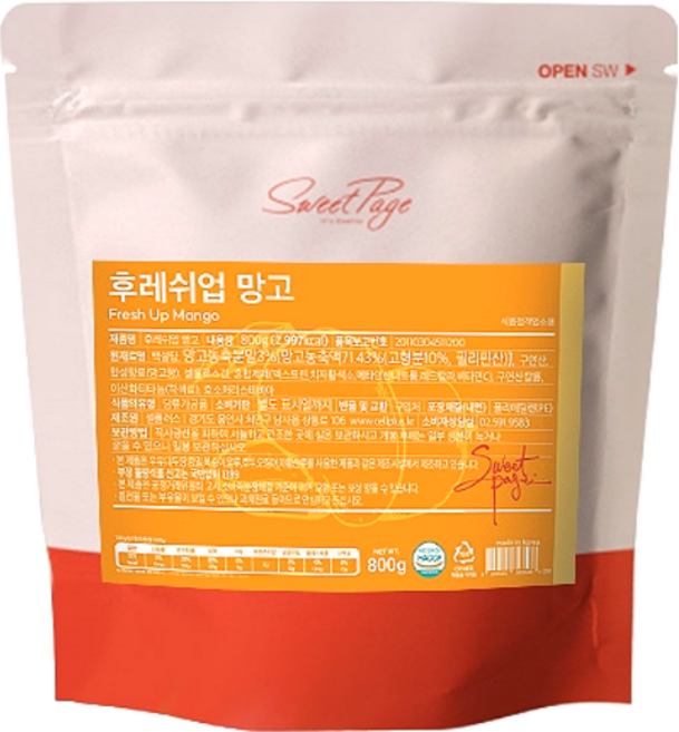 스위트페이지 후레쉬업 망고 파우더, 1개입, 800g, 10개