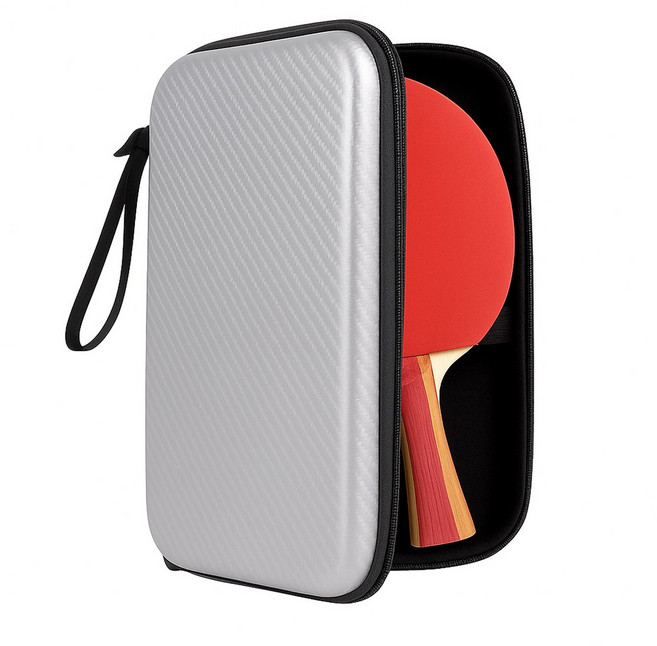 마켓세일러 탁구 라켓 하드 케이스 파우치 가방, 실버, 1개