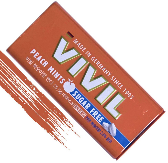 VIVIL 비빌캔디 구취예방 복숭아향 틴케이스 독일 무설탕 캔디